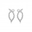 18K White Gold Rhodium Plated Gold & Diamond Oval Point Hoop Earrings