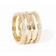 18K Yellow Gold Pulse Paved 3 Rows Ring