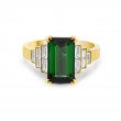 18K Yellow Gold Pastel Emerald Cut Green Tourmaline Ring