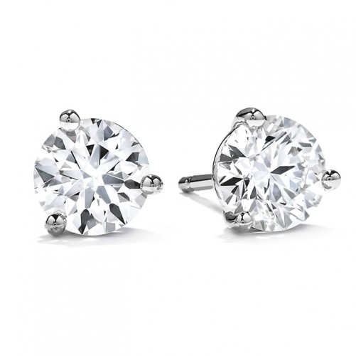 Three-Prong Diamond Stud Earrings