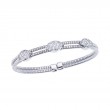 Fallon B 18K Yellow And White Gold Rhodium Plated Double Row With 3 Marquise Shape Diamond Stations Bangle