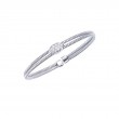 Fallon B 18K White Gold Rhodium Plated Double Row Single Diamond Station Bangle