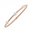 Fallon B 18K Rose And White Rhodium Plated Gold Single Row 3 Diamond Station Bangle