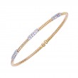 Fallon B 18K Yellow And White Gold Rhodium Plated Single Row 3 Station Bangle