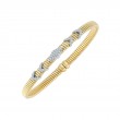 Fallon B. 18K Yellow And White Rhodium Plated Gold Diamond Shape Station Bangle