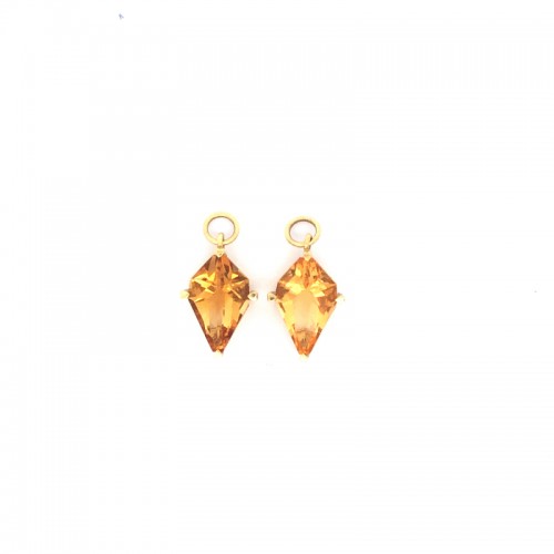 Lisa Nik 18k yellow gold Rocks kite shaped citrine detachable ear charms, 16x11mm ear charms