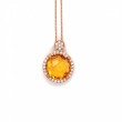 Lisa Nik 18k rose gold Rocks 11mm round citrine pendant necklace with round diamond bail and diamond halo weighing 0.30 carat total weight