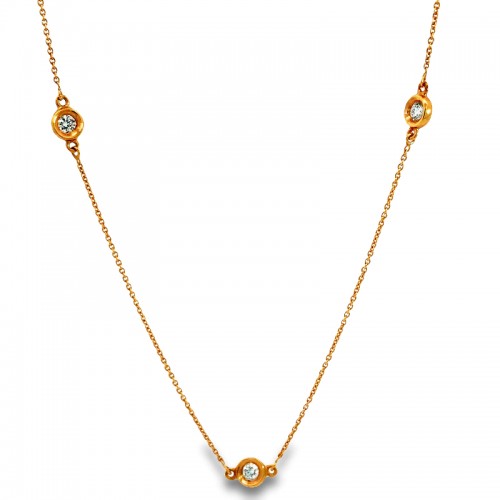 Lisa Nik 18k rose gold Sparke diamonds by the yard chain necklace, three round diamonds weighing 0.12 carat total weight, 16