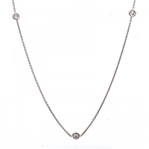 Lisa Nik 18k white gold Sparkle diamond by the yard chain necklace, three diamonds weighing 0.12 carat total weight, 17