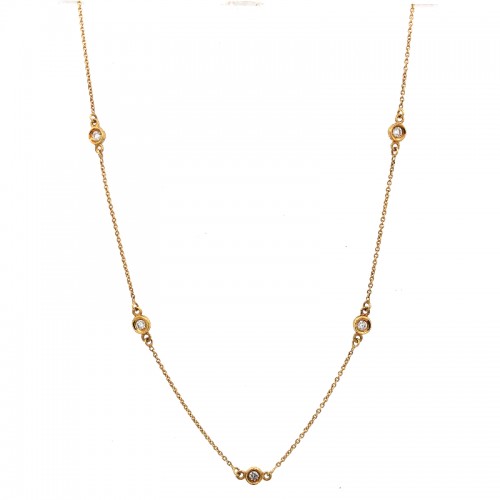 Lisa Nik 18k yellow gold Sparkle diamond-by-the-yard necklace with 5 round diamonds weighing 0.20 carat total weight, 17