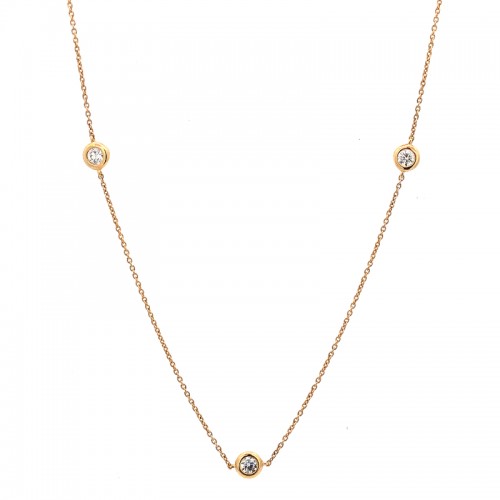 Lisa Nik 18k yellow gold Sparkle diamond-by-the-yard necklace, 3 round diamonds weighing 0.24 carat total weight