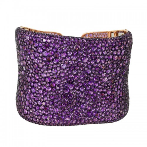 Etho Maria 18K Rose Gold Wide Amethyst Cuff Bracelet