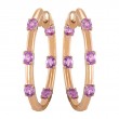 Etho Maria 18K Rose Gold Oval Shape Pink Sapphire Hoop Earrings