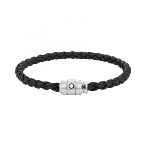 Montblanc Bracelet Black Woven Leather Steel Closure