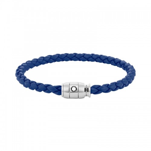 Montblanc Bracelet Blue Woven Leather And Steel Clasp