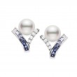 Mikimoto 18K White Gold Ocean Collection Akoya Cultured Pearl And Sapphire Earrings