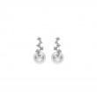 Mikimoto 18K White Gold Classic Akoya Cultured Pearl And Diamond Drop Earrings