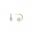 Mikimoto 18K Yellow Gold Diamond Hoop Earrings