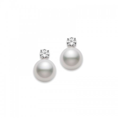 Mikimoto Pearl & Diamond Stud Earrings