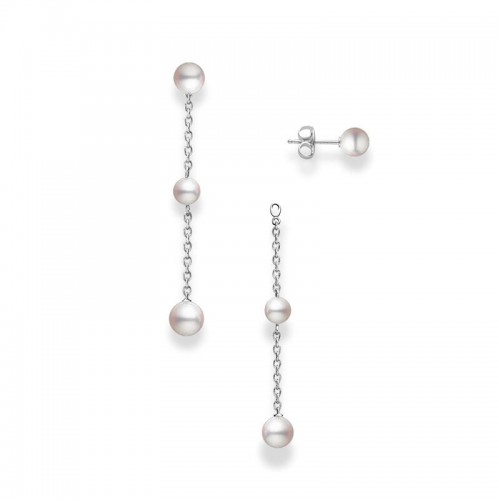 Mikimoto 18K White Gold Drop Earrings