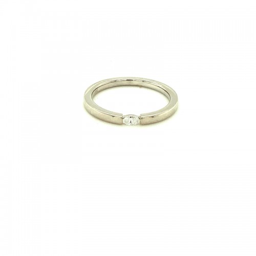 Lisa Nik 18k white gold rhodium plated Sparkle stackable band with a marguise diamond weighing 0.06 carat weight