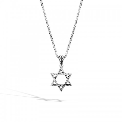 Carved Chain Star Of David Pendant Necklace