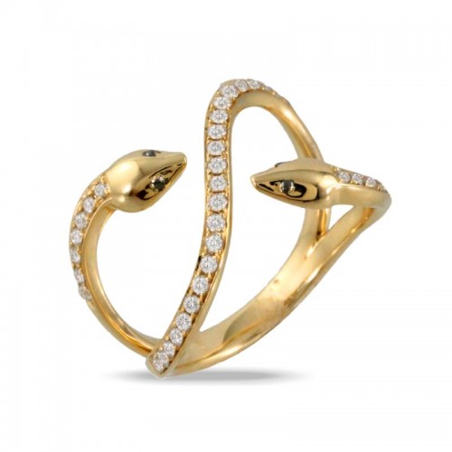 18K Yellow Gold Diamond Serpent Ring