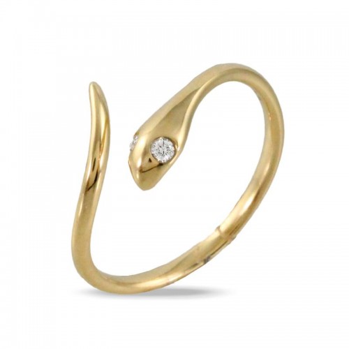 18K Yellow Gold Diamond Serpent Ring