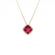 Lisa Nik 18k rose gold Rocks 8mm cushion shape rubellite pendant necklace with round diamonds weighing 0.15 carat total weight