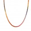 Lisa Nik 18k rose gold Colors 3-prong necklace with rainbow sapphires weighing 7.65 carats total weight