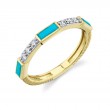 Sloane Street 18K Yellow And White Rhodium Plated Gold East West Turquoise And Diamond Band Ring