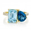 Sloane Street 18K Yellow Gold Toi Et Moi Blue Topaz And Diamond Ring