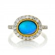 Sloane Street 18K Yellow Gold Ethopian Opal And Diamond Halo Ring