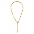 18K yellow and white gold chain link necklace with diamond clasp