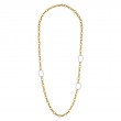 18K yellow and white gold chain link station necklace