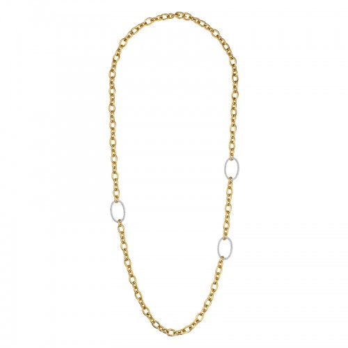 18K yellow and white gold chain link station necklace