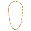 18K yellow and white gold chain link necklace with diamond clasp