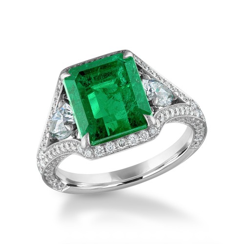 18K White Gold Emerald Ring