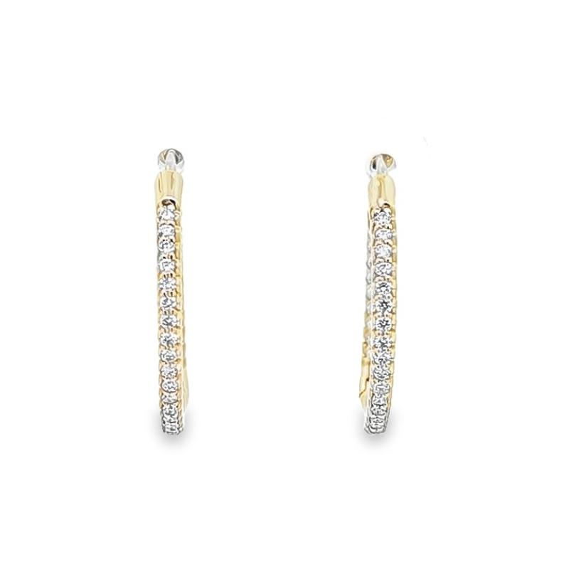 Roberto Coin 18K Yellow Gold Perfect Diamond Hoop Small Pave Earrings