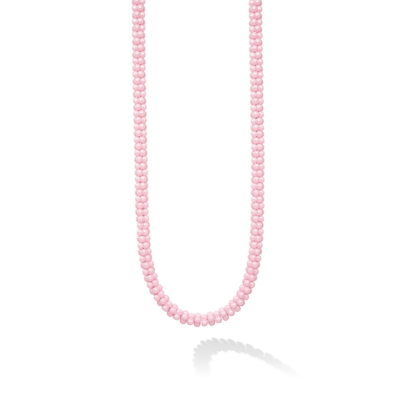 Lagos Pink Ceramic Beaded  5mm Rope Necklace