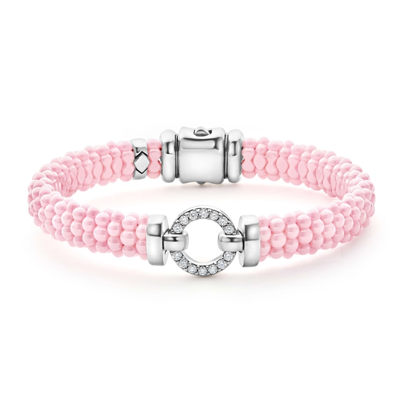 Lagos Pink Ceramic Diamond Circle Bracelet