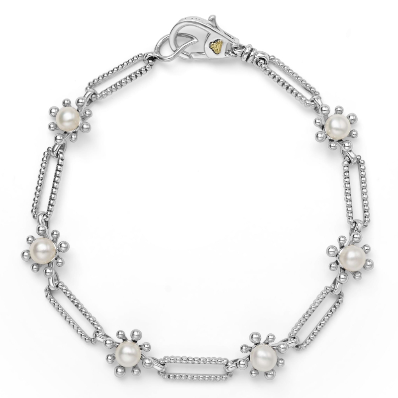 Lagos Luna Fleur Pearl Link Bracelet