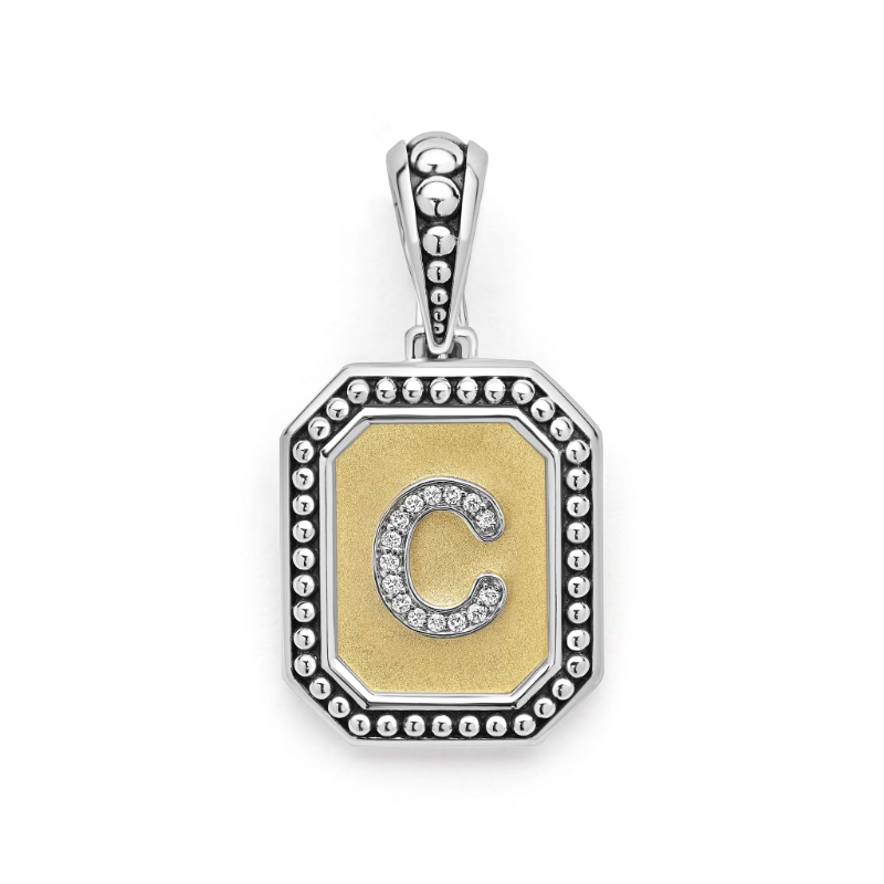 Lagos Signature Caviar Octagon Diamond C Initial Charm