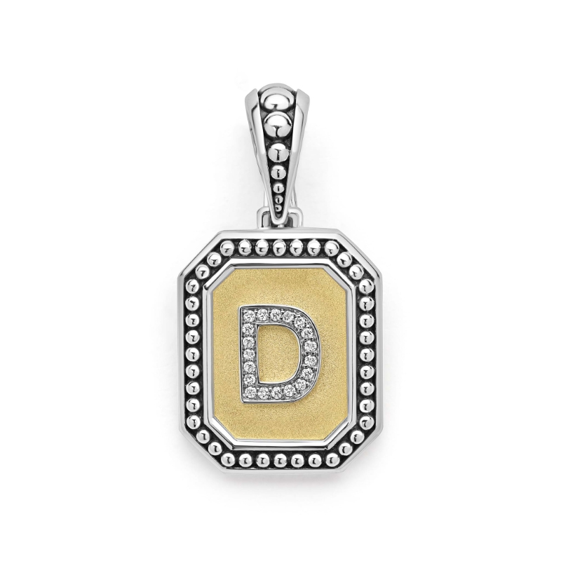 Lagos Signature Caviar Octagon Diamond D Initial Charm