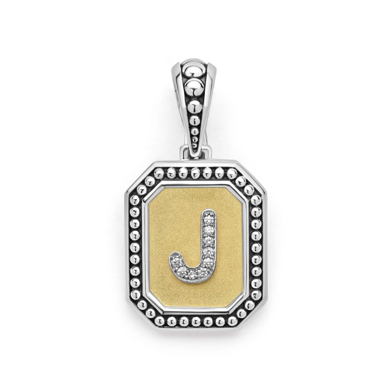 Lagos Signature Caviar Octagon Diamond J Initial Charm