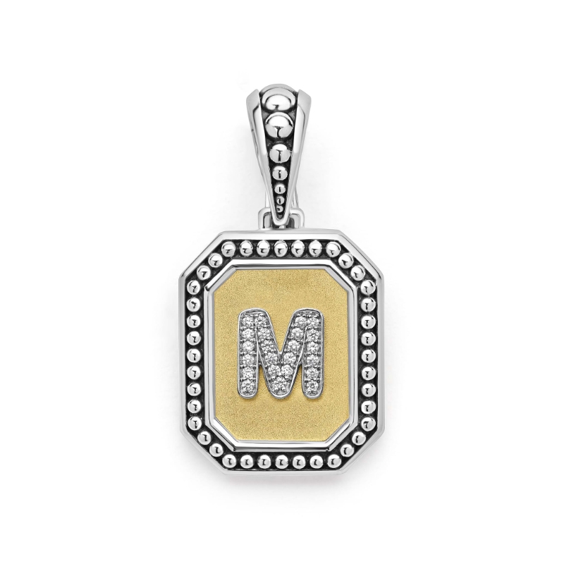 Lagos Signature Caviar Octagon Diamond M Initial Charm