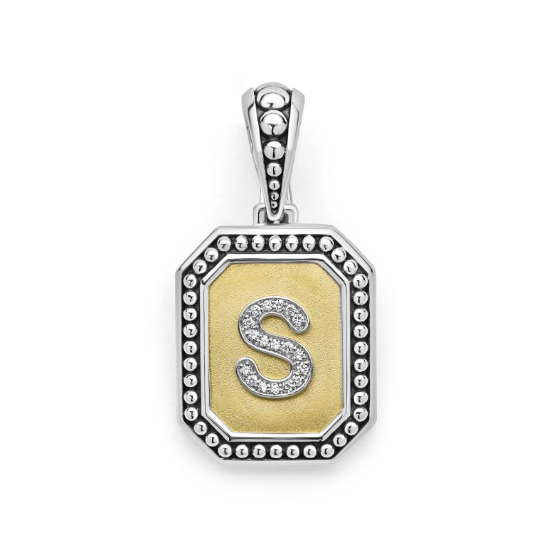 Lagos Signature Caviar Octagon Diamond S Initial Charm