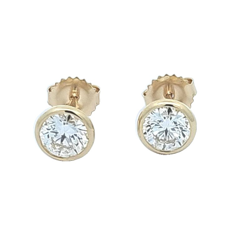 Norman Silverman 18K Yellow Gold Bezel Stud Earrings