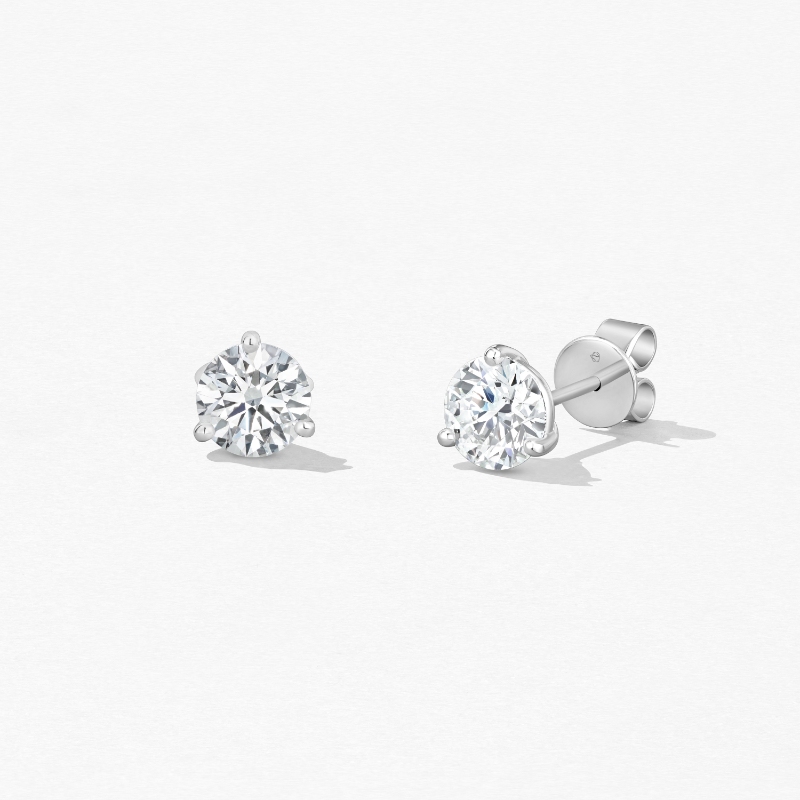 Three-Prong Diamond Stud Earrings