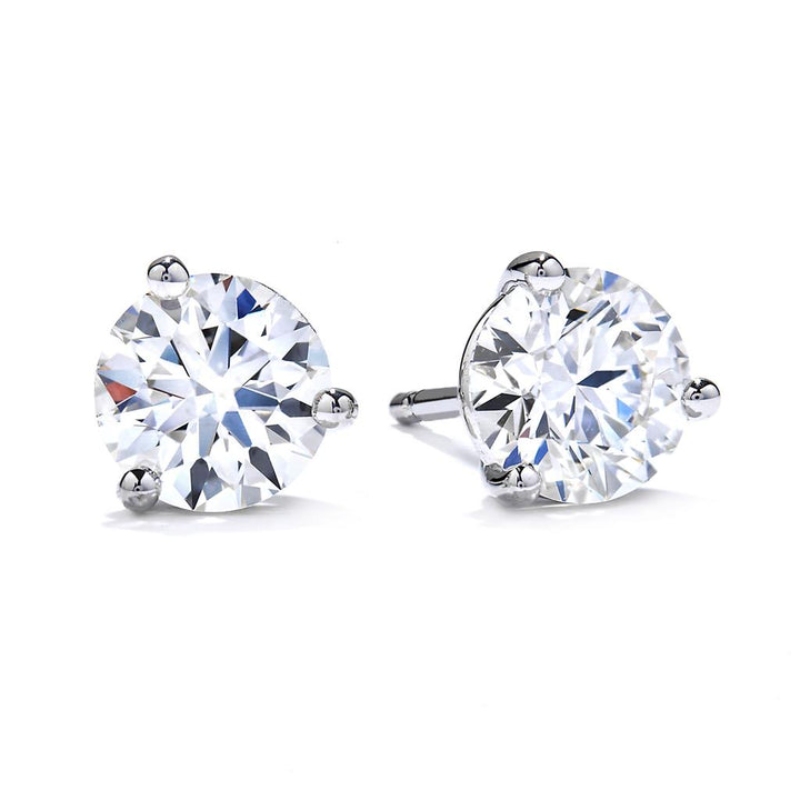 Three-Prong Diamond Stud Earrings